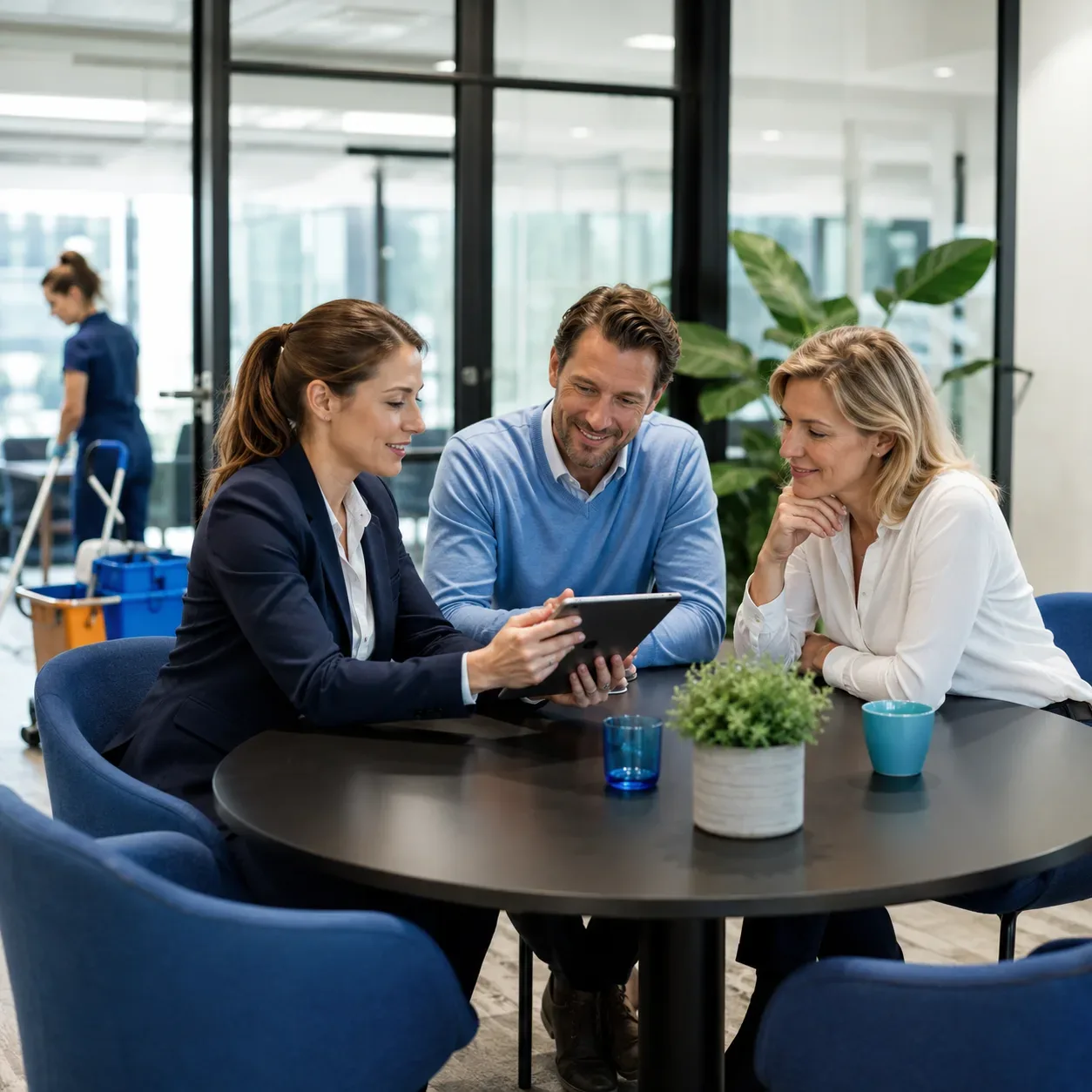 Claritas adviseur in gesprek met kantoormanager tijdens een intake gesprek