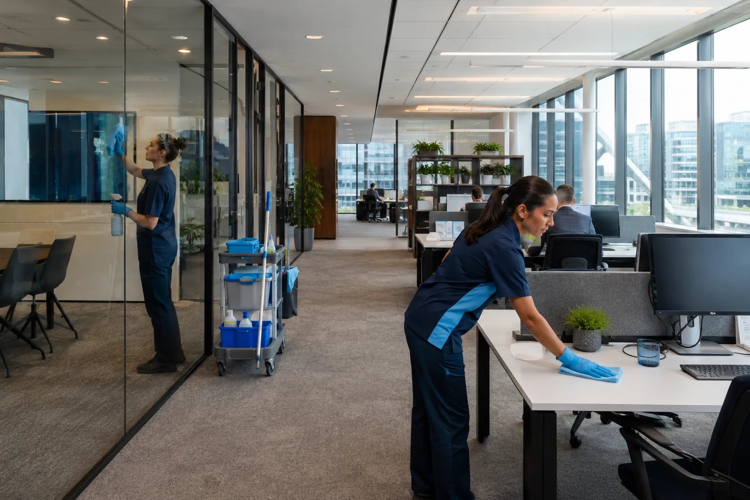 Kantoorschoonmaak Claritas – dagelijkse reiniging groot kantoorcomplex Amsterdam Zuidas